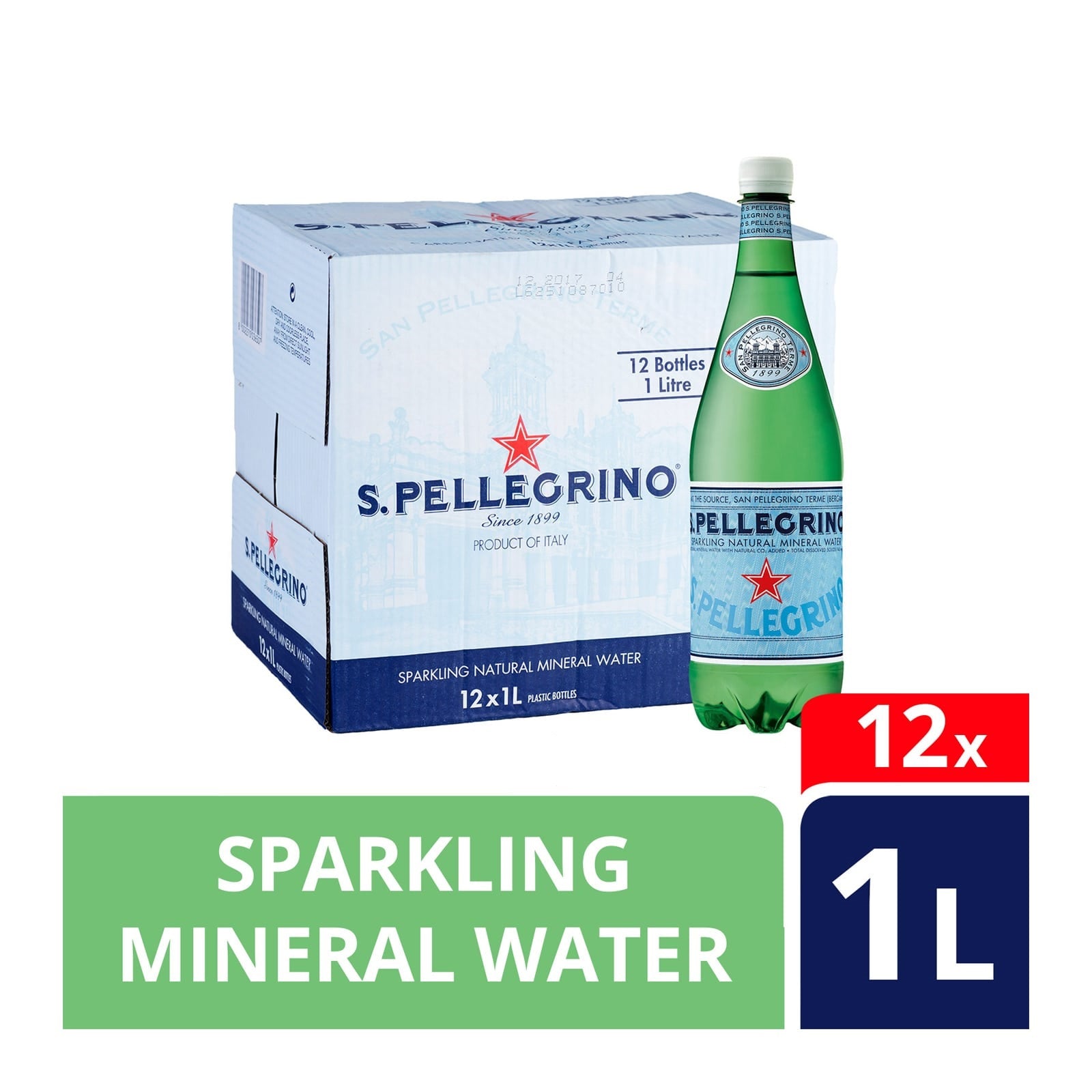 San Pellegrino Sparkling Mineral Water (12 x 1L)
