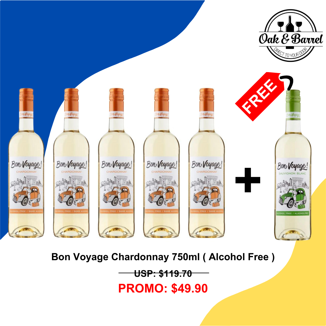 [Bundle of 5] Bon Voyage Chardonnay 750ml FREE 1 Bottle Bon Voyage Sauvignon Blanc 750ml