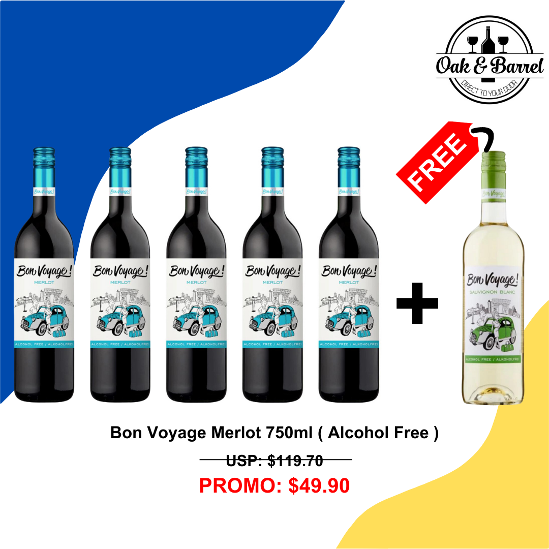 [Bundle of 5] Bon Voyage Merlot 750ml FREE 1 Bottle Bon Voyage Sauvignon Blanc 750ml