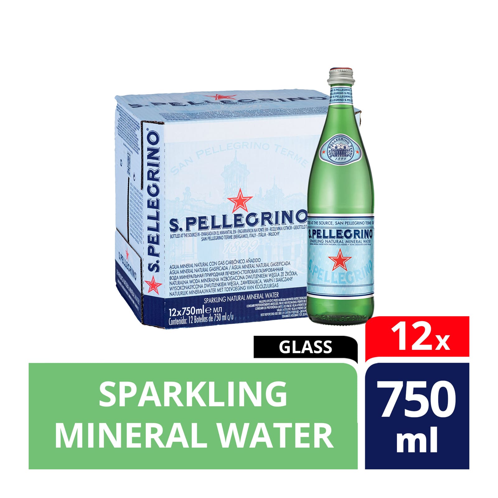 San Pellegrino Sparkling Mineral Water (12 x 750ml) BBD: Feb 2026