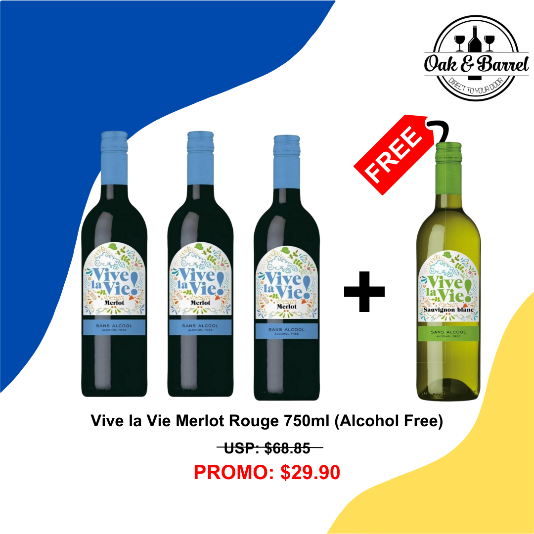 [Bundle of 3]  Vive la Vie Merlot Rouge 750ml FREE 1 Bottle Vive la Vie Sauvignon Blanc 750ml