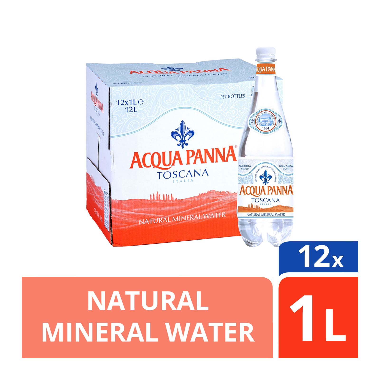 Acqua Panna Still Mineral Water (12 x 1L)  BBF: Mar 2026