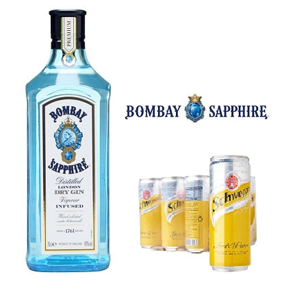 Gin & Tonic Bundle (1 x Bombay Sapphire 700ml & Schweppes Tonic 12 Can x 330ml)